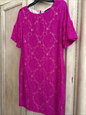 Ivanka Trump Fuchsia Lace Shift Dress
